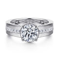 Dennise - 14K White Gold Wide Band Round Diamond Engagement Ring