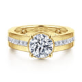 Dennise - 14K Yellow Gold Bezel Prong Wide Band Round Diamond Engagement Ring