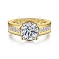 Dennise - 14K Yellow Gold Wide Band Round Diamond Engagement Ring