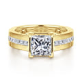 Dennise - 14K Yellow Gold Wide Band Princess Cut Diamond Engagement Ring