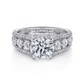 Elisse - 14K White Gold Wide Band Round Diamond Engagement Ring