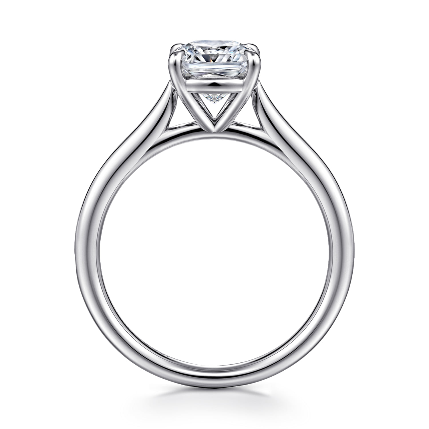 Cushion Solitaire Diamond Engagement Ring in 14K White Gold, photograph 2