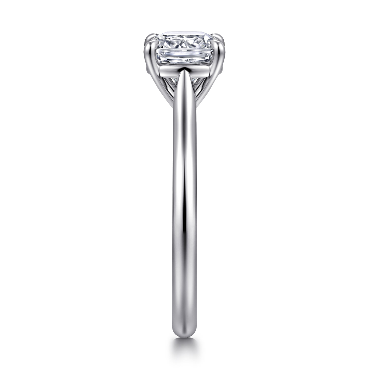 Cushion Solitaire Diamond Engagement Ring in 14K White Gold, photograph 4