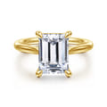 Anne - 14K Yellow Gold Emerald Cut Solitaire Diamond Engagement Ring