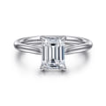 Anne - 14K White Gold Emerald Cut Solitaire Diamond Engagement Ring