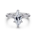 Anne - 14K White Gold Marquise Shape Solitaire Diamond Engagement Ring