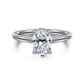 Anne - 14K White Gold Oval Solitaire Diamond Engagement Ring