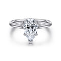 Anne - 14K White Gold Pear Shape Solitaire Diamond Engagement Ring