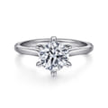 Anne - 14K White Gold 6 Prong Round Solitaire Diamond Engagement Ring