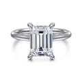 Aure - 14K White Gold Emerald Cut Solitaire Diamond Engagement Ring