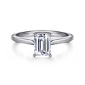 Aure - 14K White Gold Emerald Cut Solitaire Diamond Engagement Ring