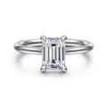 Aure - 14K White Gold Emerald Cut Solitaire Diamond Engagement Ring