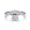 Aure - 14K White Gold Oval Solitaire Diamond Engagement Ring