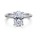 Aure - 14K White Gold Oval Solitaire Diamond Engagement Ring