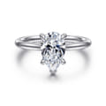 Aure - 14K White Gold Pear Shape Solitaire Diamond Engagement Ring