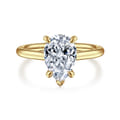 Aure - 14K Yellow Gold Pear Shape Solitaire Diamond Engagement Ring