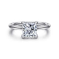 Aure - 14K White Gold Princess Cut Solitaire Diamond Engagement Ring