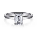 Azura - 14K White Gold Emerald Cut Solitaire Diamond Engagement Ring