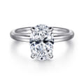 Azura - 14K White Gold Oval Solitaire Diamond Engagement Ring