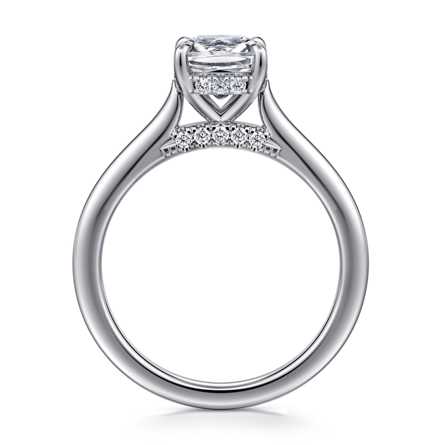 Cushion Diamond Engagement Ring in 14K White Gold, photograph 2
