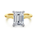 Ericka - 14K White and Yellow Gold Emerald Cut Diamond Engagement Ring