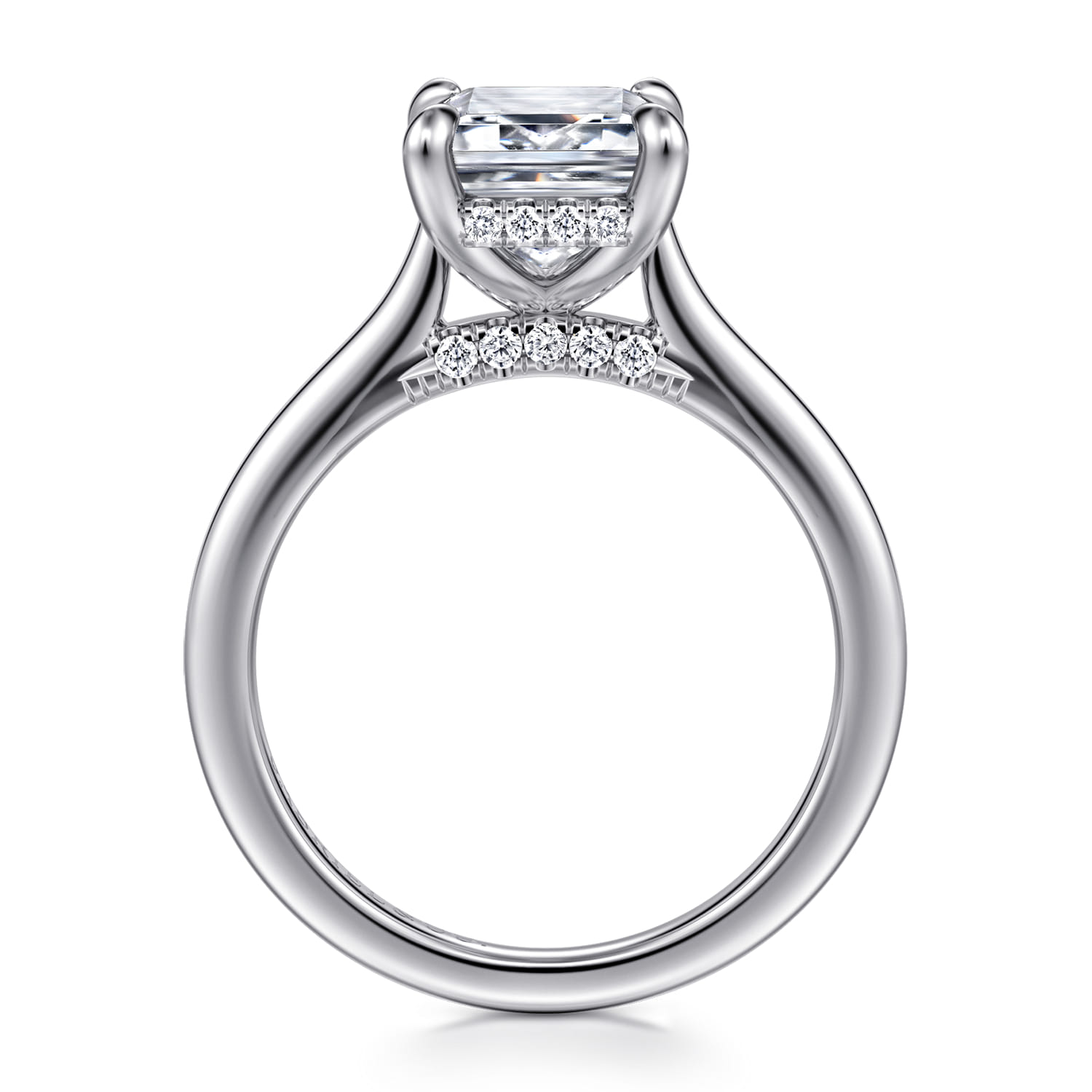Emerald Diamond Engagement Ring in 14K White Gold, photograph 2