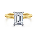 Ericka - 14K White and Yellow Gold Emerald Cut Diamond Engagement Ring