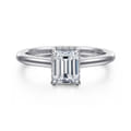 Aldon - 14K White Gold Emerald Cut Halo Diamond Engagement Ring