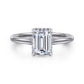Aldon - 14K White Gold Emerald Cut Diamond Engagement Ring