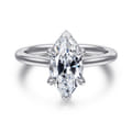 Aldon - 14K White Gold Marquise Shape Diamond Engagement Ring