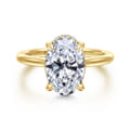 Aldon - 14K Yellow Gold Oval Diamond Engagement Ring