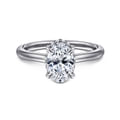 Aldon - 14K White Gold Oval Halo Diamond Engagement Ring