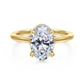 Aldon - 14K Yellow Gold Oval Diamond Engagement Ring
