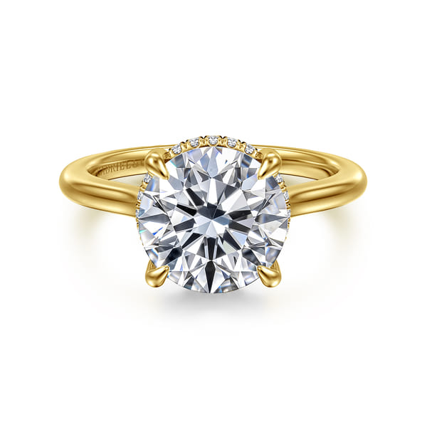 14K Yellow Gold Round Diamond Engagement Ring