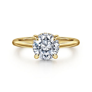 Aldon - 14K Yellow Gold Round Halo Diamond Engagement Ring