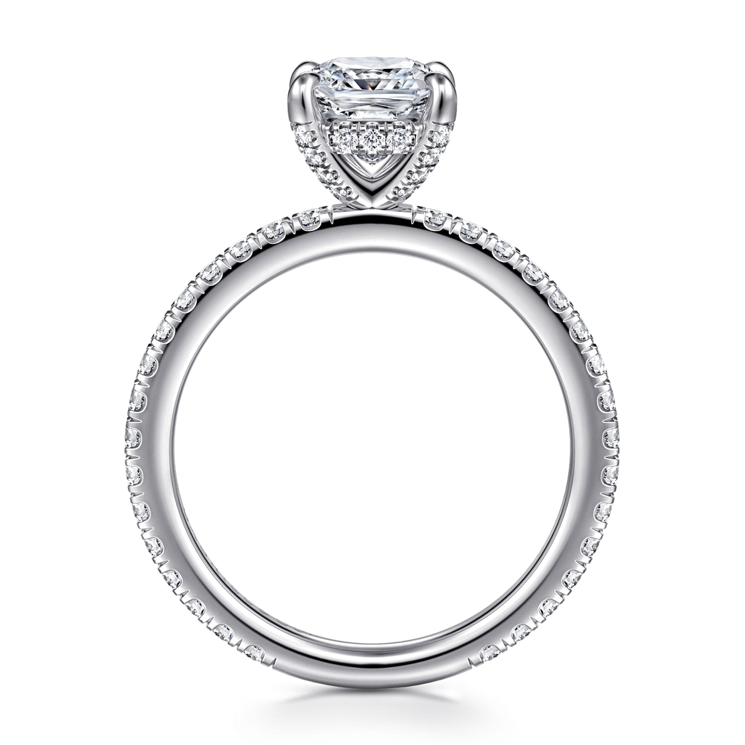 Cushion Diamond Engagement Ring in 14K White Gold, photograph 2