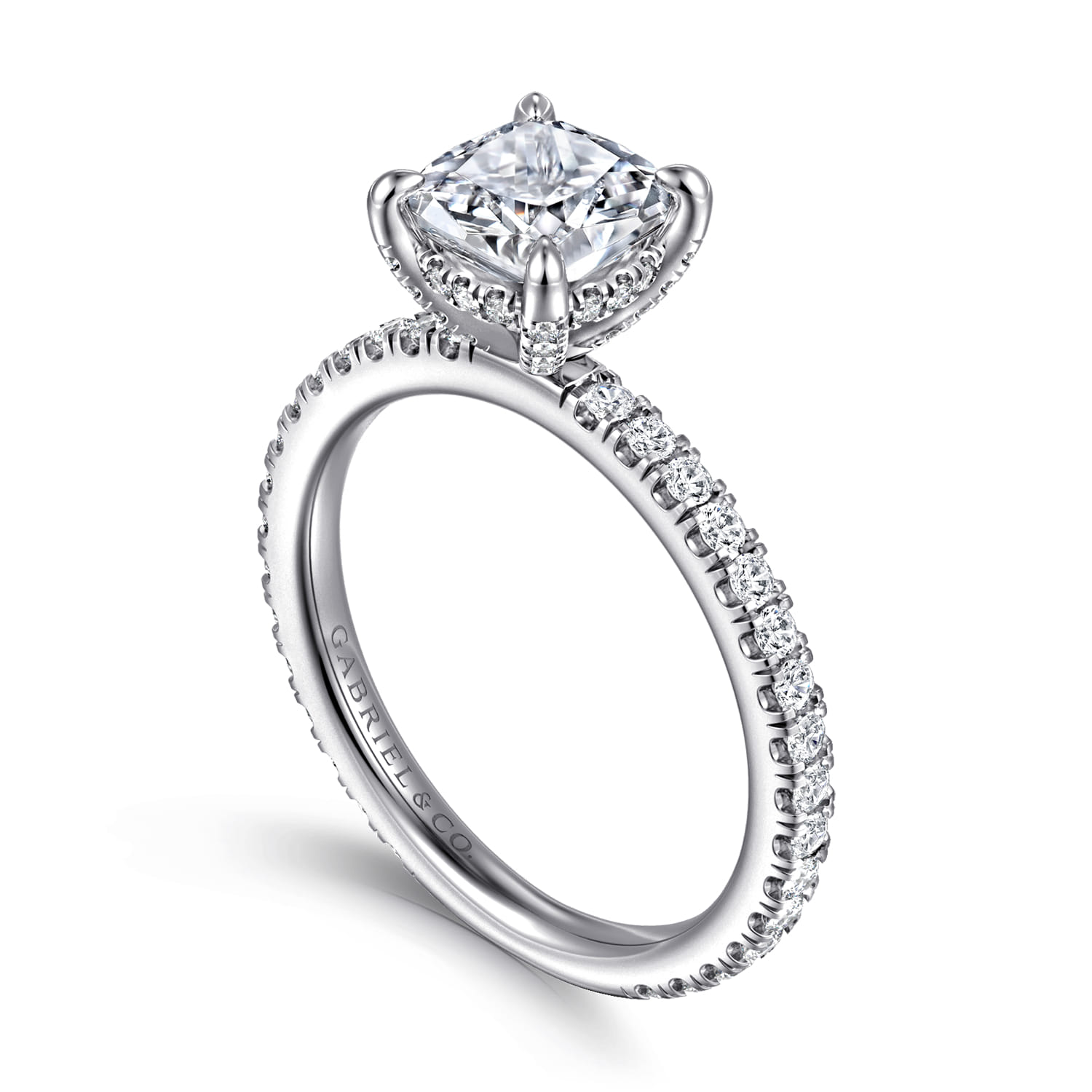 Cushion Diamond Engagement Ring in 14K White Gold, photograph 3