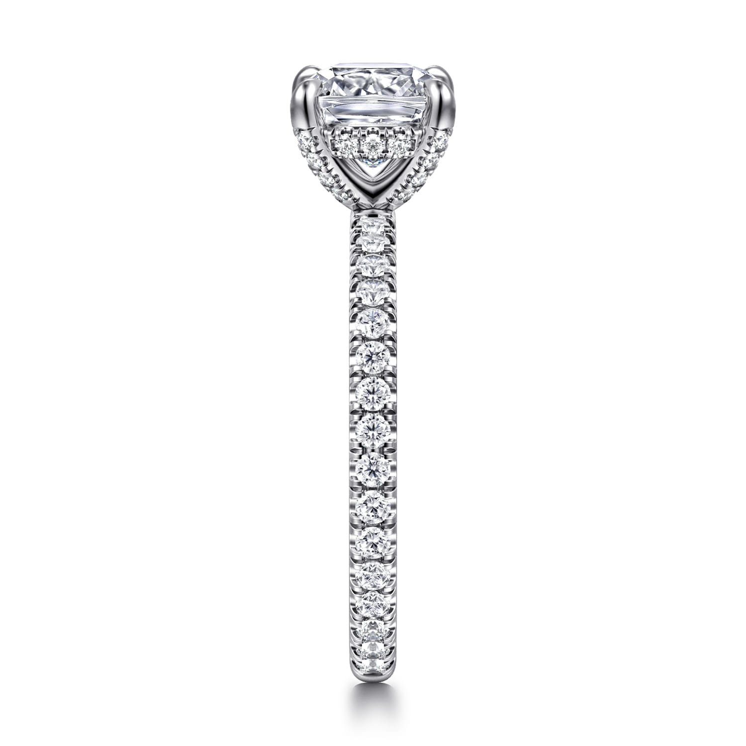 Cushion Diamond Engagement Ring in 14K White Gold, photograph 4