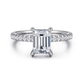 Alisa - 14K White Gold Emerald Cut Diamond Engagement Ring