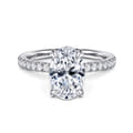 Alisa - 14K White Gold Oval Diamond Engagement Ring
