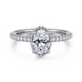 Allesia - 14K White Gold Oval Cut Hidden Halo Diamond Engagement Ring