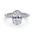 Allesia - 14K White Gold Oval Cut Hidden Halo Diamond Engagement Ring
