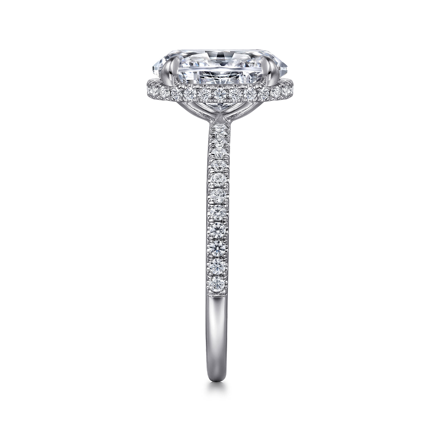 Oval Hidden Halo Diamond Engagement Ring in 14K White Gold, photograph 5