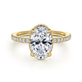 Allesia - 14K Yellow Gold Oval Cut Hidden Halo Diamond Engagement Ring