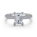 Alinna - 14K White Gold Emerald Cut Diamond Engagement Ring