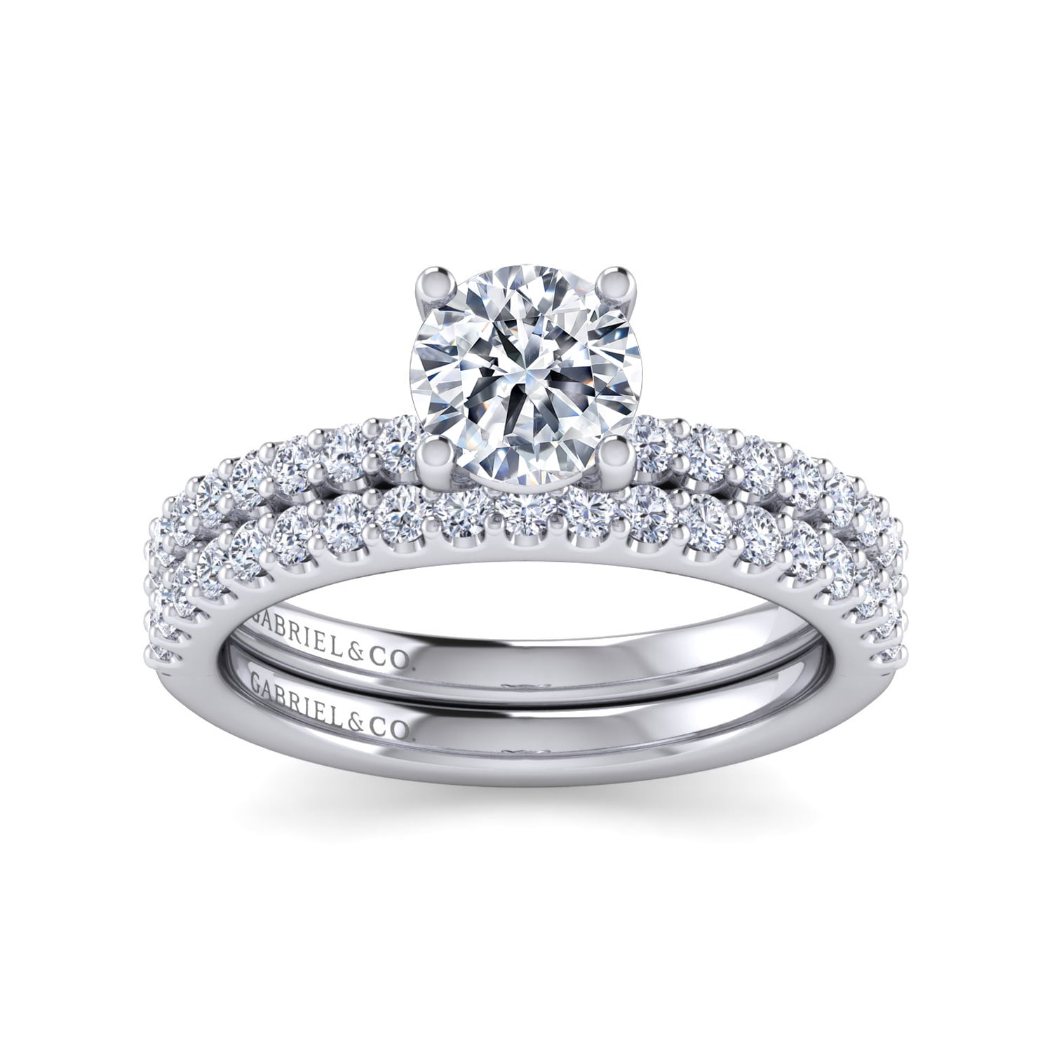 Round Diamond Engagement Ring in 14K White Gold, photograph 4