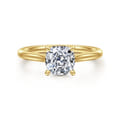 Bena - 14K Yellow Gold Cushion Cut Solitaire Diamond Engagement Ring