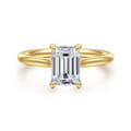 Bena - 14K Yellow Gold Emerald Cut Solitaire Diamond Engagement Ring