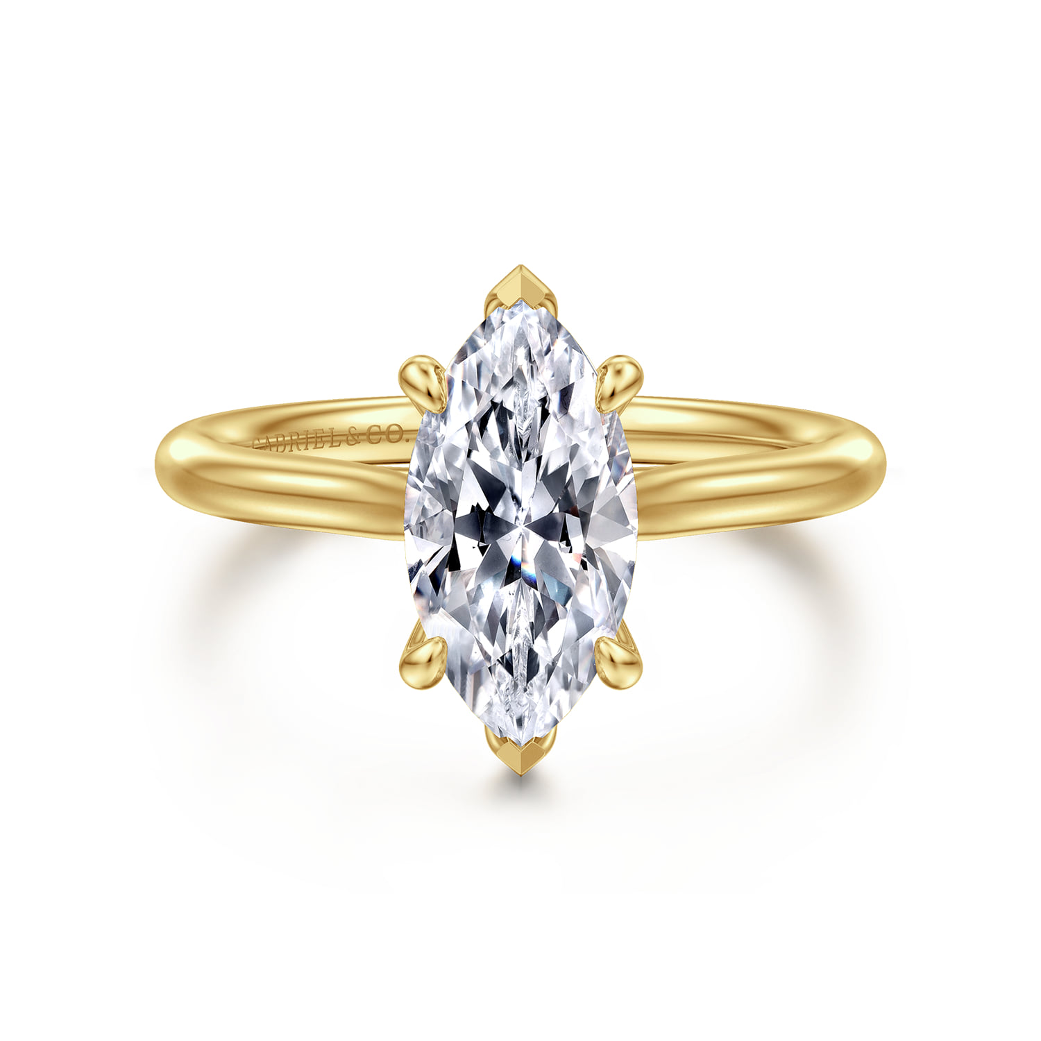Marquise Solitaire Diamond Engagement Ring in 14K Yellow Gold