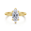 Bena - 14K Yellow Gold Marquise Shape Solitaire Diamond Engagement Ring